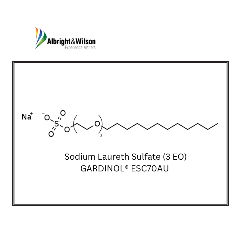 Sodium Laureth-3 Sulfate Chemical Structure - GARDINOL® ESC70 - Albright & Wilson Australia Pty Ltd Sodium Laureth-3 Sulfate Chemical Structure